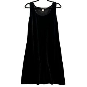 Vintage CDC Women Dress Size 14 Black Velvet Sleeveless 90s Career 23-1